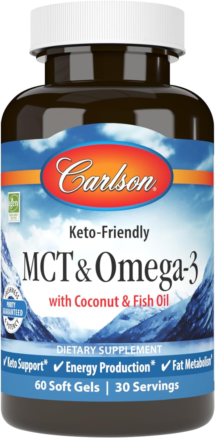 Carlson MCT & Omega-3, Coconut Oil, EPA & DHA, 60 Capsules