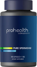 ProHealth Pure Spermidine 1 mg | 180 Cápsulas | Extracto de Germen de Trigo de Origen Vegetal para la Renovación Celular y Apoyo a la Autofagia | No Transgénico, Probado en Laboratorio, Certificado GMP