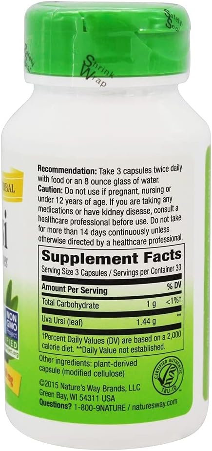 Nature's Way - Uva Ursi (Gayuba) 480 mg, 100 cápsulas
