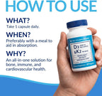 The Vitamin Shoppe Vitamina D3 2500 UI y K2 90 mcg con Calcio - 60 Cápsulas