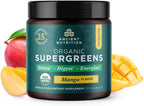 Ancient Nutrition SuperGreens Powder con Probióticos, Sabor Mango Orgánico, 12 servicios, 93 g