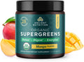 Ancient Nutrition SuperGreens Powder with Probiotics, Organic Mango Flavor Greens, Made from Real Fruits, Vegetables and Herbs, Digestive and Energy Support, 12 Servings, 93g