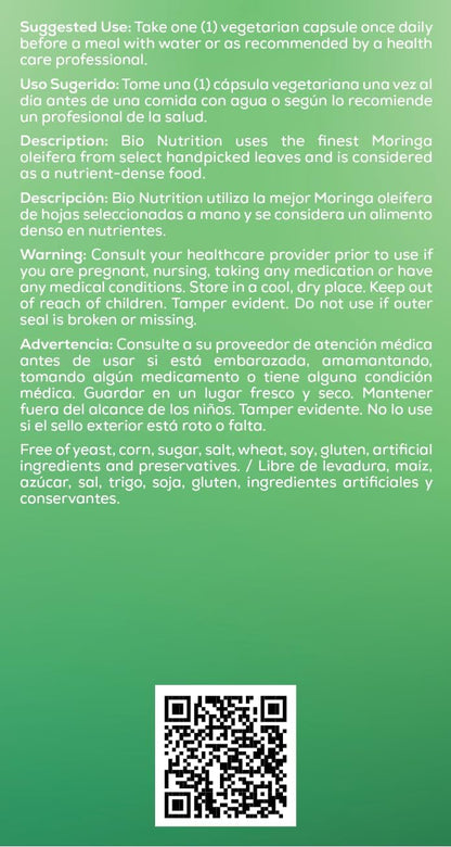 Bio Nutrition Moringa 5000mg 60 Cápsulas – Bienestar inmunitario: La vitamina C y el zinc presentes de forma – Image 4