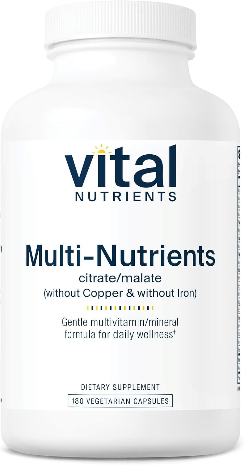 Vital Nutrients Multi-Nutrients 3 – Multivitamínico Vegetariano sin Hierro ni Cobre, 180 Cápsulas