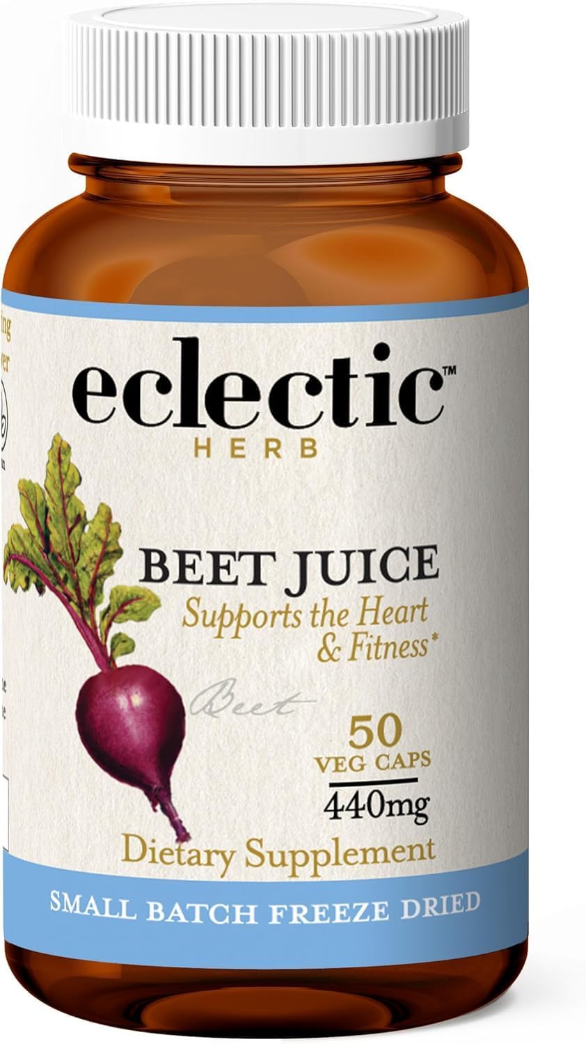 Eclectic Herb - Cápsulas de Jugo de Remolacha Orgánico | 440 mg, 50 Cápsulas | Suplemento Natural para Circulación