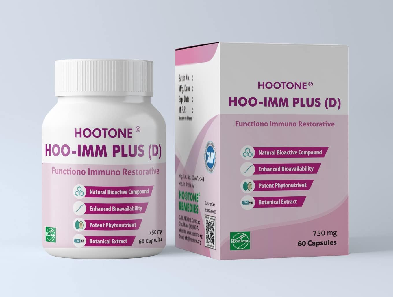 HOO-IMM Plus (D) Cápsulas - Suplemento Inmunitario Natural, 60 Cápsulas
