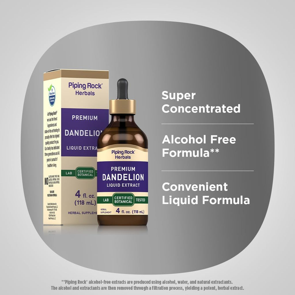 Extracto Líquido de Raíz de Diente de León | 118 ml | Gotas sin Alcohol | Complemento Herbal | Vegetariano, No Transgénico, Sin Gluten