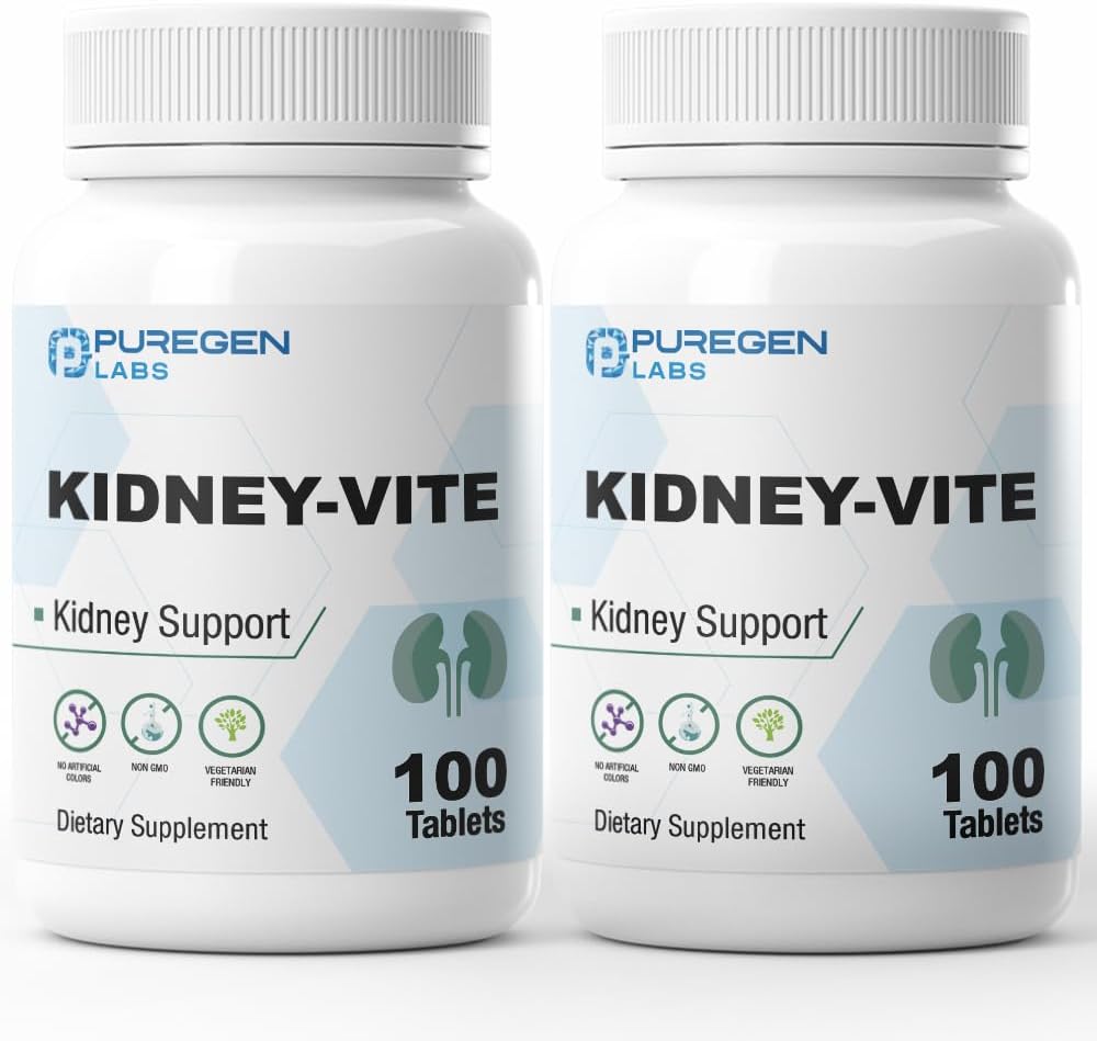 Puregen Labs Kidney-Vite Apoyo Renal – 200 Comprimidos (2 Paquetes)