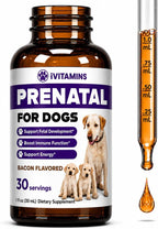 Vitaminas prenatales para perras - Complejo B y vitamina C - Fórmula líquida orgánica sabor bacon - 30 ml