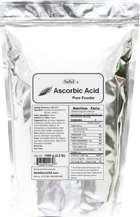 Pure Ascorbic Acid Powder - 1000g (2.2 lb)