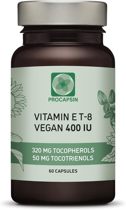 Procapsin T-8 Vitamina E 400 UI Cápsulas con los 8 Formas de Vitamina E (Tocoferoles y Tocotrienoles) | 60 Cápsulas Veganas – Image 1