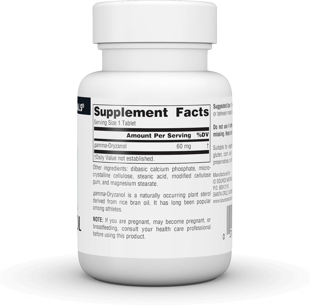 Source Naturals Gamma Oryzanol 60 mg - Suplemento Deportivo - 100 Comprimidos