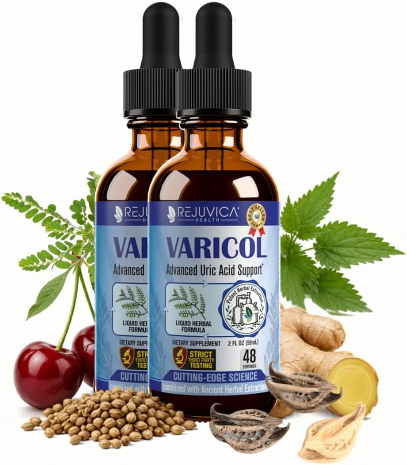 Varicol - Suplemento Líquido para el Apoyo del Ácido Úrico - Cereza Ácida, Chanca Piedra, Apio, Jengibre y Más