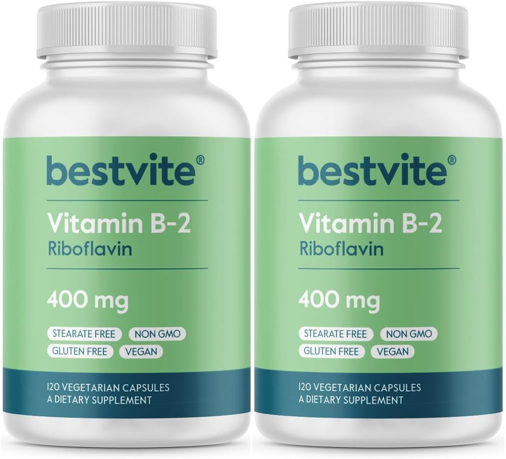 BESTVITE Vitamina B-2 (Riboflavina) 400mg - 240 Cápsulas Vegetarianas - Alta Potencia