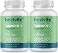 BESTVITE Vitamina B-2 (Riboflavina) 400mg - 240 Cápsulas Vegetarianas - Alta Potencia