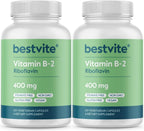 BESTVITE Vitamina B-2 (Riboflavina) 400mg - 240 Cápsulas Vegetarianas - Alta Potencia