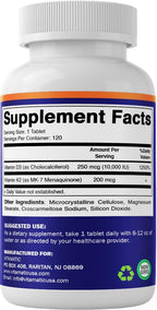 Vitamatic Vitamina D3 K2 10.000 UI + 200 mcg MK-7, 120 Comprimidos