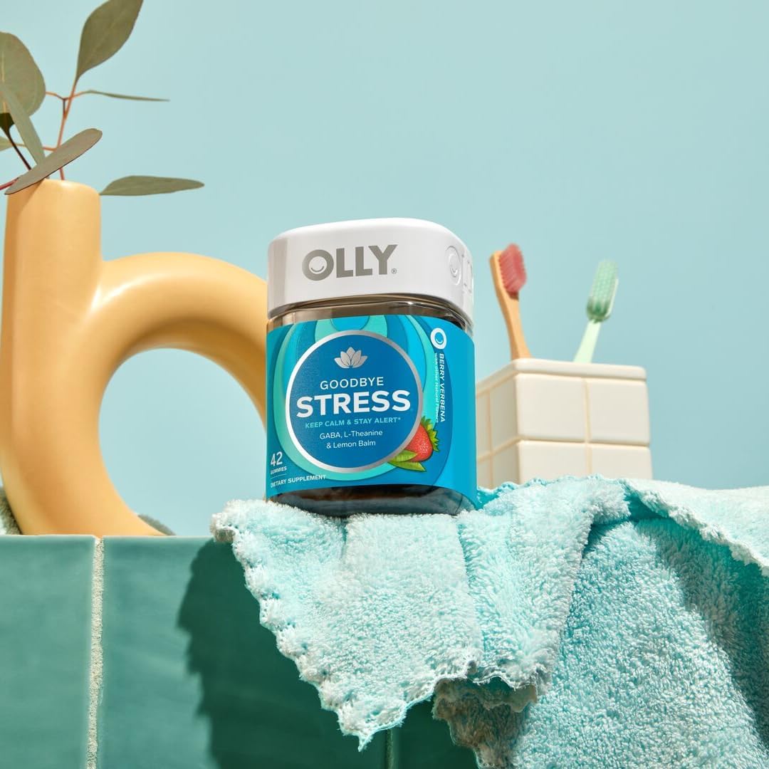 OLLY Goodbye Stress Gominolas con GABA, L-Teanina y Melisa - 42 Gominolas Sabor Baya