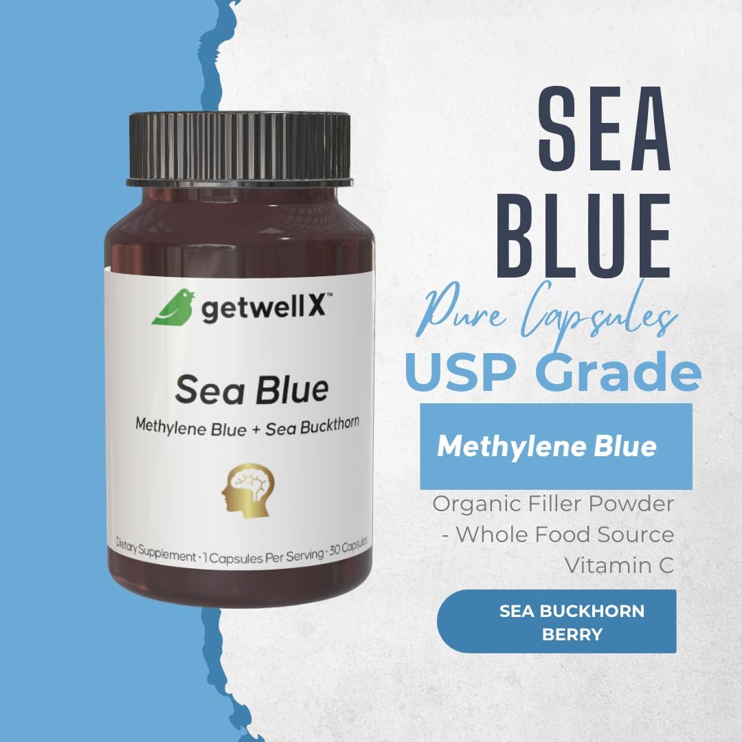 Pure Powdered Methylene Blue Capsules con Espino Amarillo Orgánico - 30 Cápsulas
