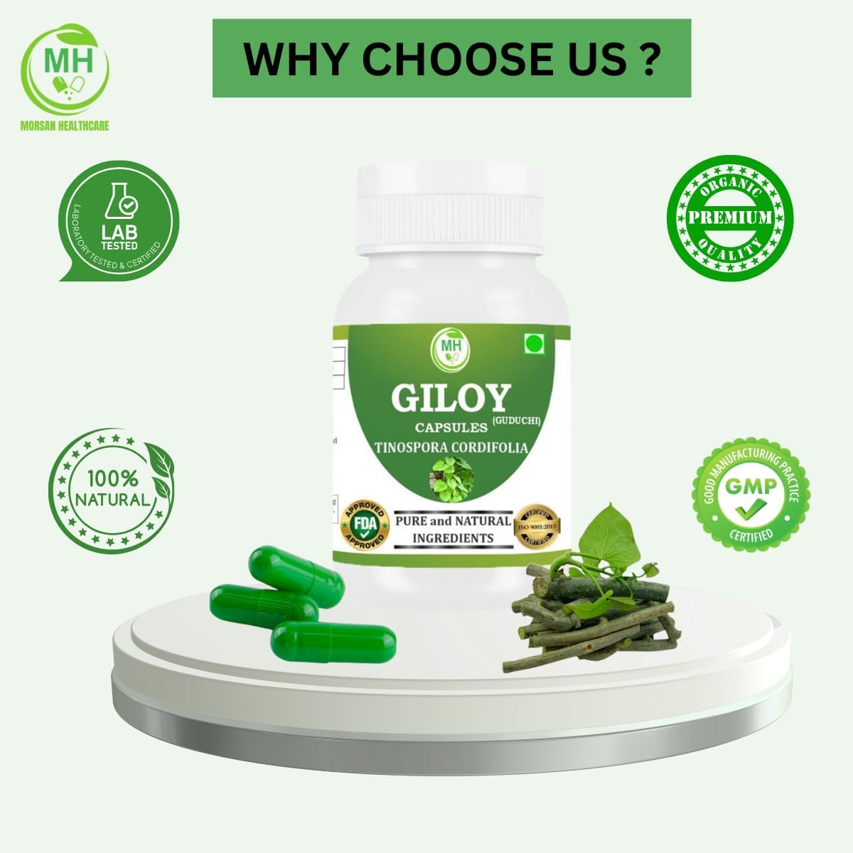 Morsan's Giloy (Tinospora Cordifolia) Cápsulas - 60 cápsulas de 500 mg