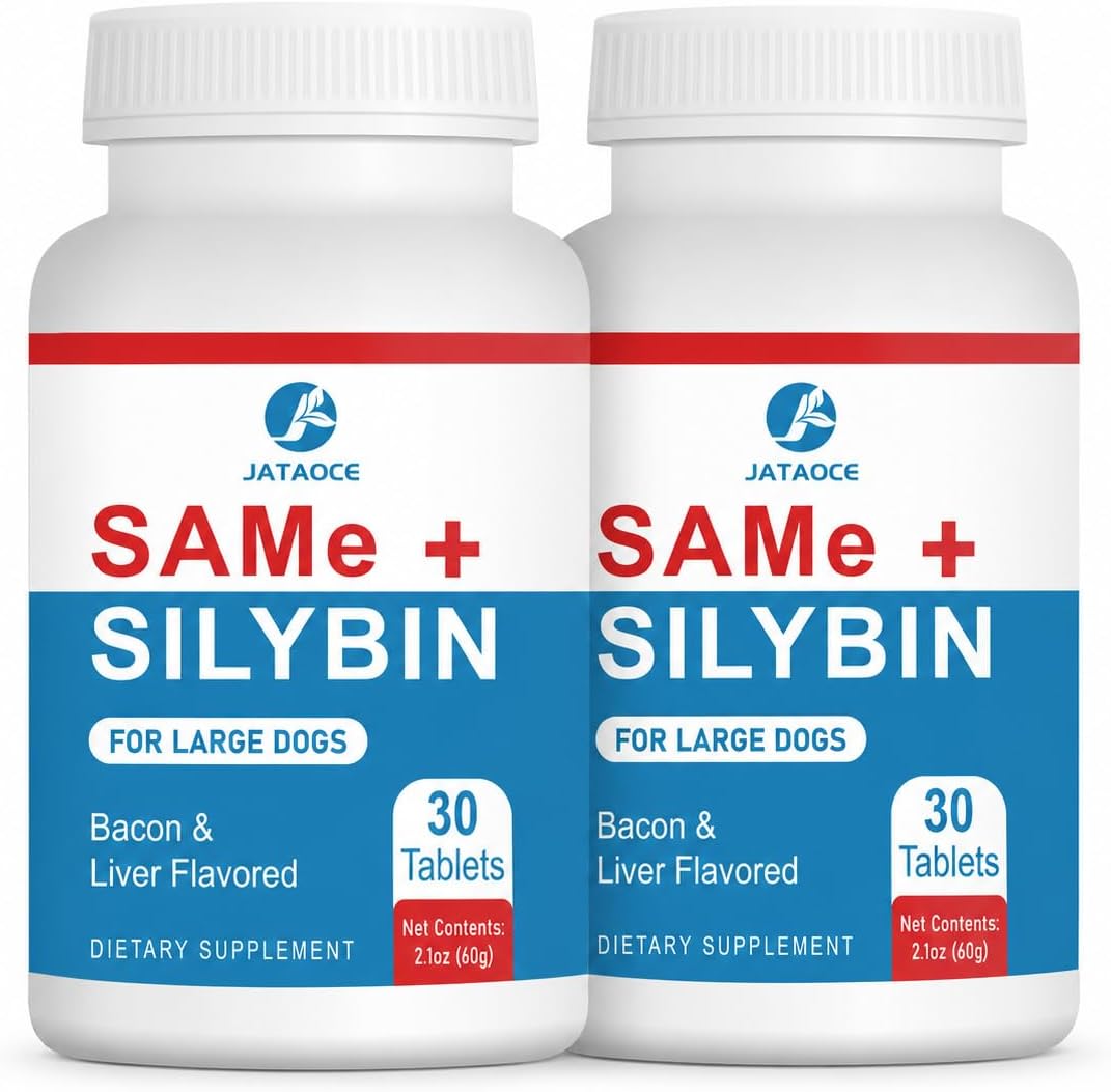 Same y Silybin para Perros - S-Adenosil-L-Metionina y Silibina, Suplemento Hepático para Perros Grandes, Apoyo para Hígado y Cerebro (Same+Silybin), Todos los Perros (Hasta 54 kg)