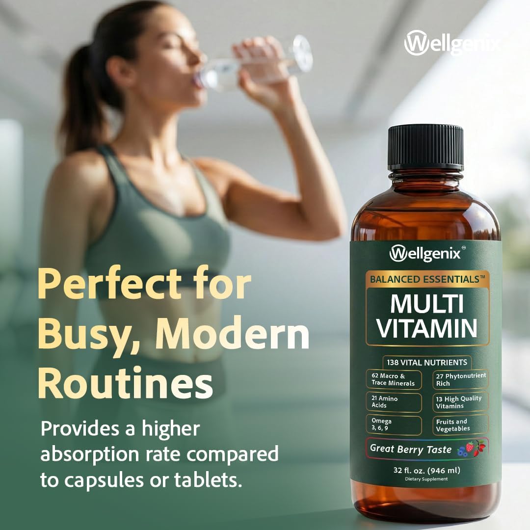 Wellgenix Balanced Essentials Multivitamínico Líquido, 3-Pack, 946 ml cada uno