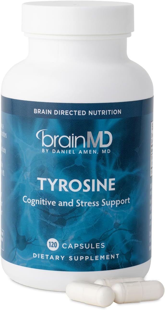 BRAINMD L-Tirosina Dr. Amen - 120 Cápsulas - Apoyo a la Concentración y Claridad Mental - Sin Gluten