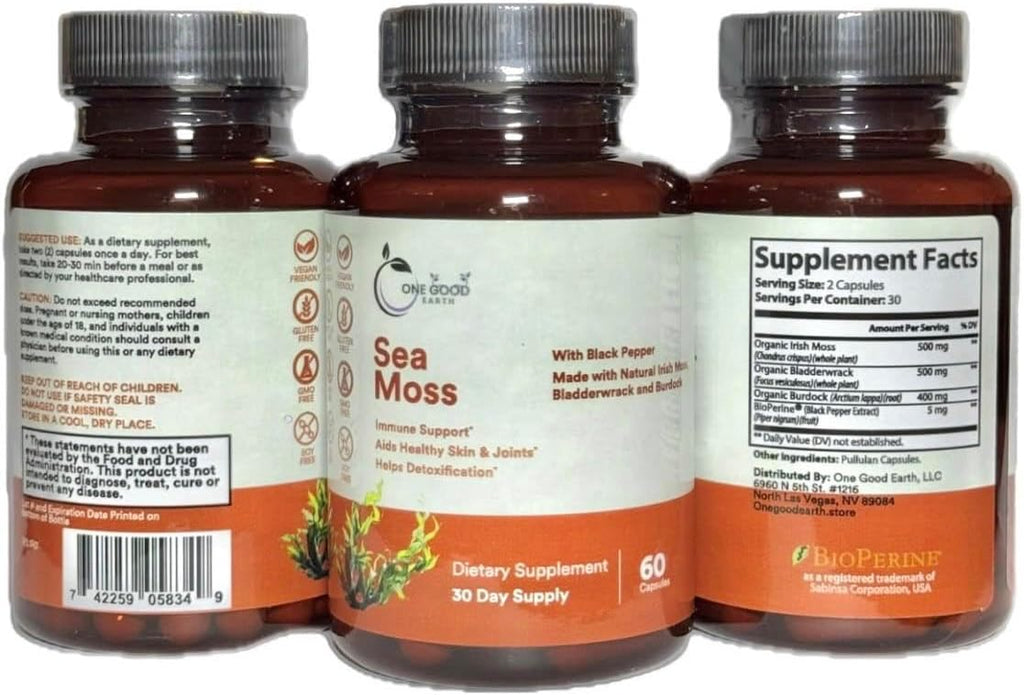 One Good Earth Sea Moss - 60 Cápsulas