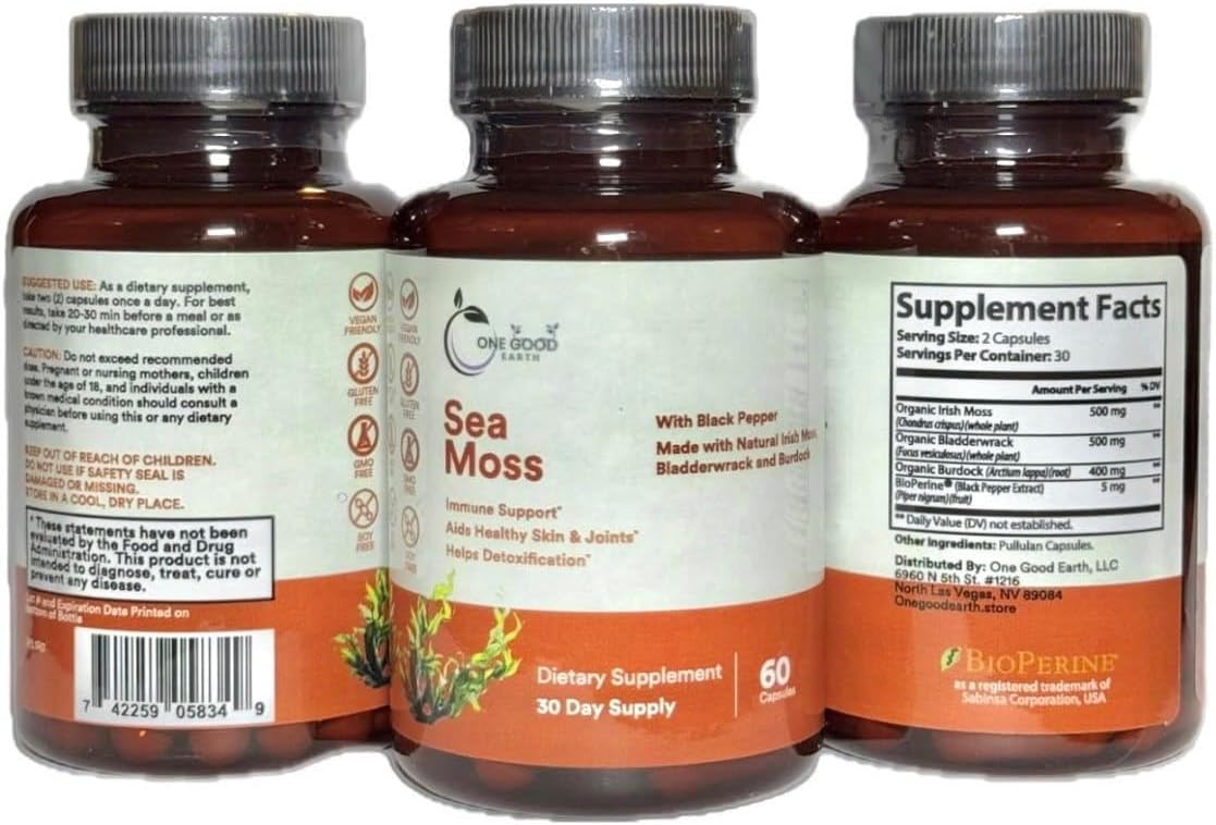 One Good Earth Sea Moss - 60 Cápsulas