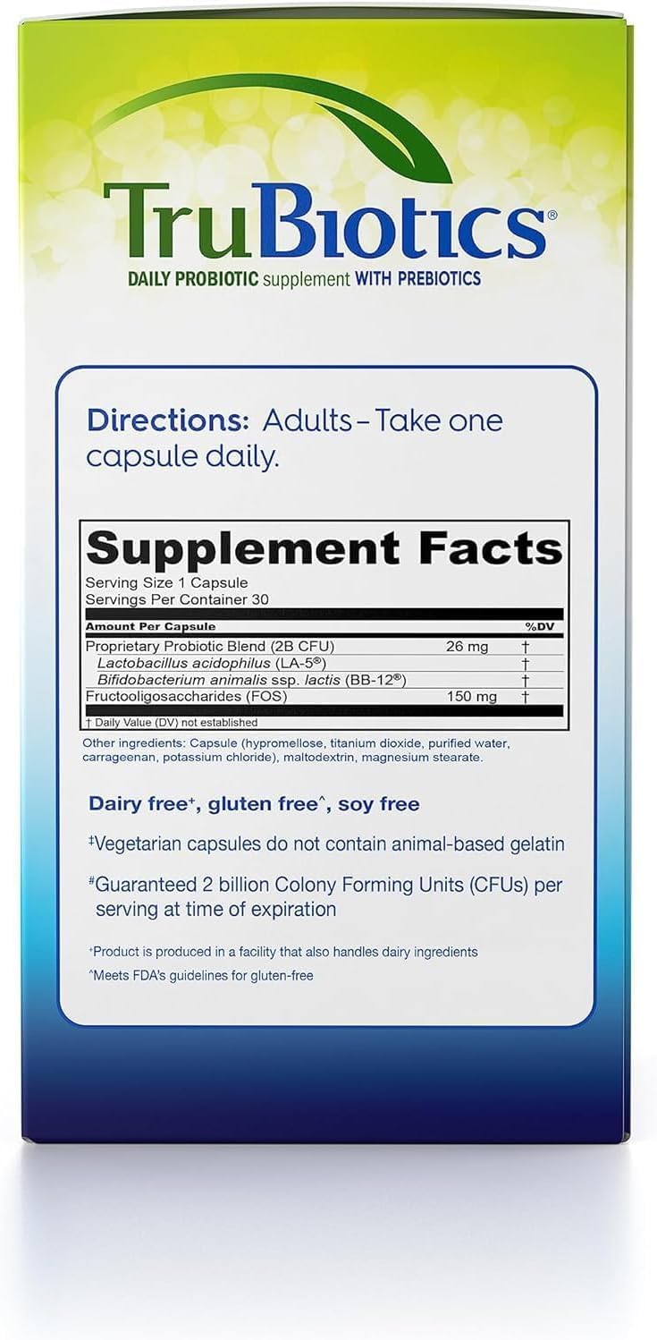 TruBiotics Daily Probiotic, 60 Capsules - Gluten-Free, Soy-Free, Digestive & Immune Support for Men & Women (2 Pack)