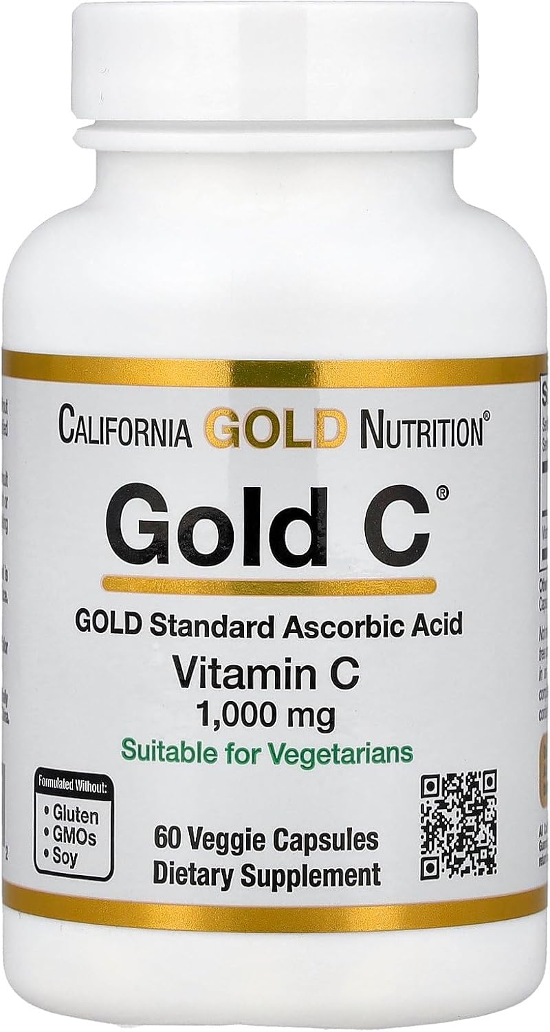 California Gold Nutrition Gold C, Vitamina C 1000 mg, 60 Cápsulas Vegetales