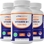 Vitamina B1 500 mg (Mononitrato de Tiamina) 360 Cápsulas (Pack de 3)
