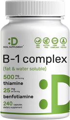 DEAL SUPPLEMENT Vitamina B1 500mg con Benfotiamina, 240 Cápsulas – Fórmula Mejorada 2 en 1