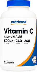 Nutricost Vitamina C 500mg, 240 Cápsulas – Vegetariano, Sin Gluten y No-GMO