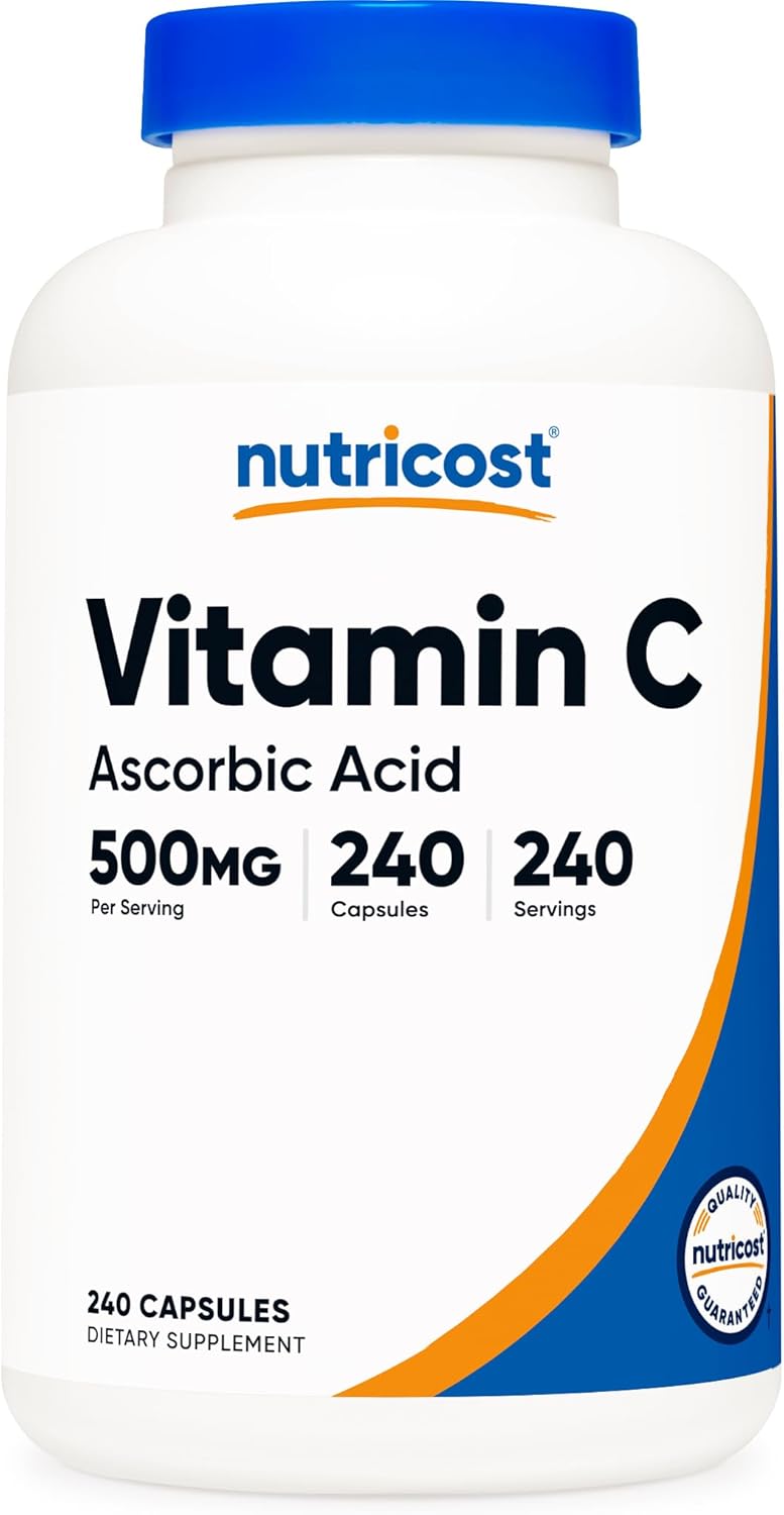Nutricost Vitamina C 500mg, 240 Cápsulas – Vegetariano, Sin Gluten y No-GMO