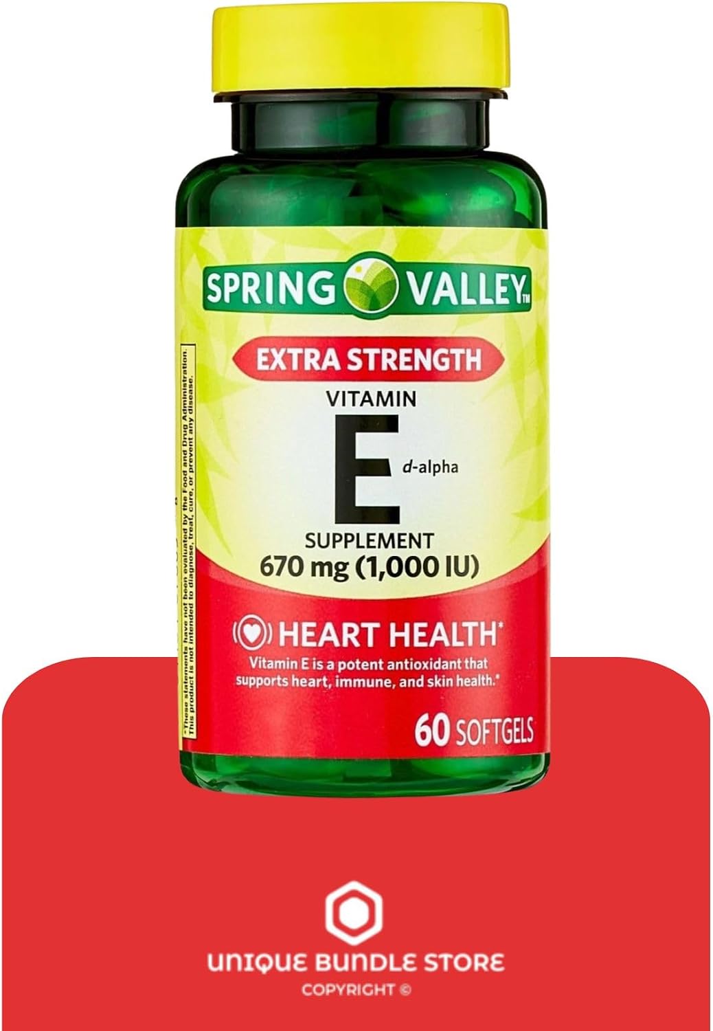 Vitamina E 670mg (1.000 UI) Extra Strength – 60 Cápsulas Blandas, D-Alfa Tocoferol Natural (Pack de 2)