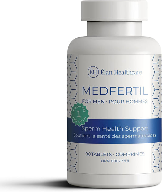 Medfertil para Hombres - Suplemento con L-Carnitina, Vitaminas C, E, B12, Ácido Fólico, Zinc, Selenio y CoQ10 - 90 Comprimidos