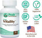 Peak Vitality Apoyo Suprarrenal con Adaptógenos - Boswellia, Albahaca Santa, L-Teanina y Ashwagandha - 90 Cápsulas