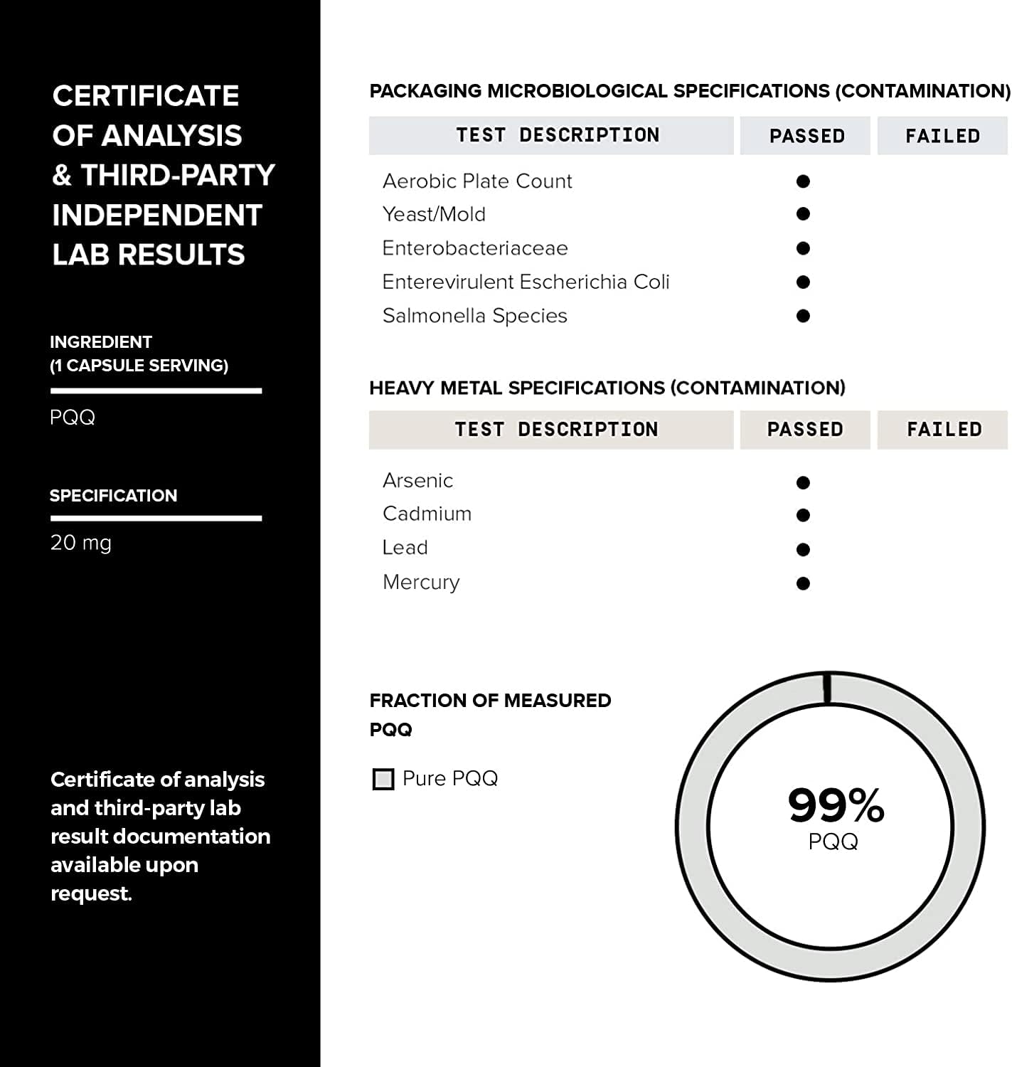 Toniiq PQQ 20mg - 120 Cápsulas - Suplemento de Pirroloquinolina Quinona de Alta Pureza (99%+)
