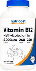 Vitamina B12 (Metilcobalamina) 5000mcg, 240 Cápsulas - Nutricost