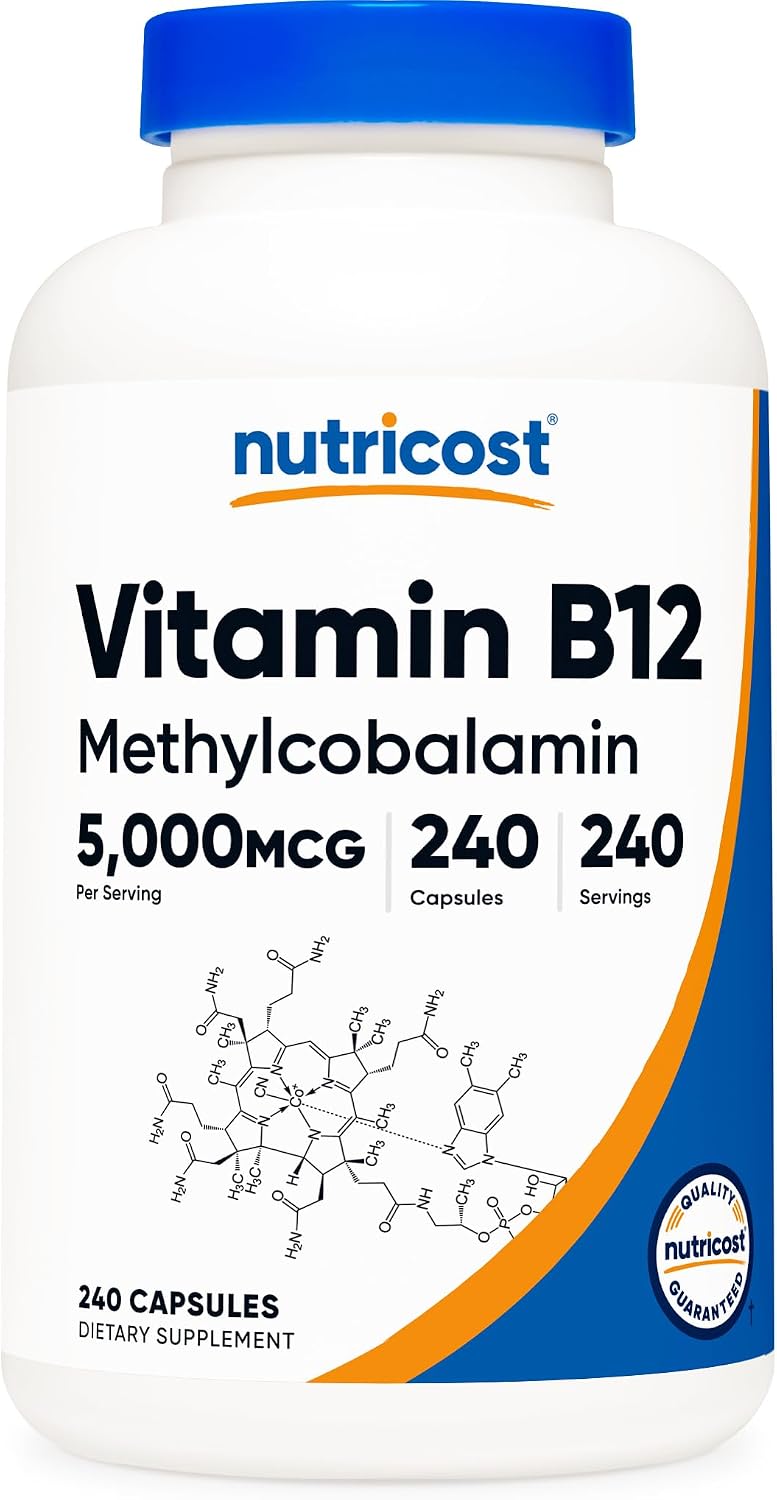 Vitamina B12 (Metilcobalamina) 5000mcg, 240 Cápsulas - Nutricost