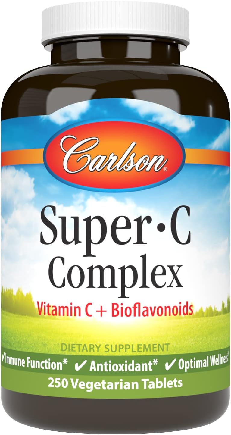 Carlson Super-C Complex, Vitamin C + Bioflavonoids, 250 Vegetarian Tablets