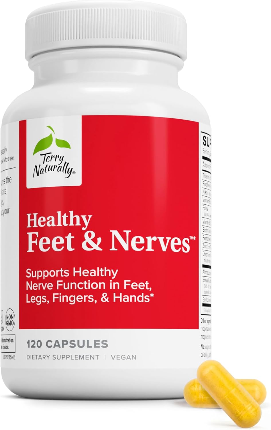 Terry Naturally Healthy Feet & Nerves - Vegan Capsules for Nerve and Circulatory Health, 120 Capsules