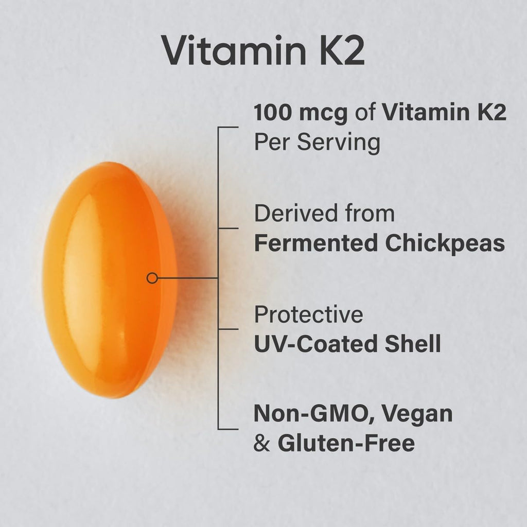 Sports Research Vitamina K2 (como MK-7) 100 mcg con Aceite MCT de Coco - 120 Cápsulas Blandas Veganas (Suministro para 4 Meses)