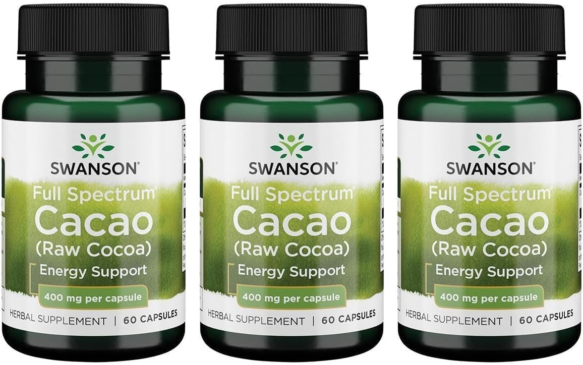 Swanson Full Spectrum Cacao (Cacao Crudo) - 60 Cápsulas, 400mg