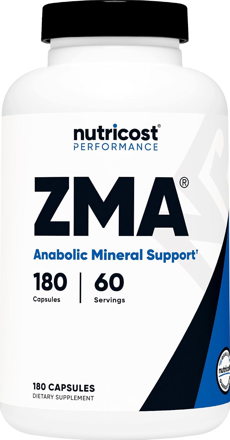 Nutricost ZMA 180 Capsules - Gluten-Free and Non-GMO ZMA Supplement