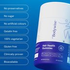 Be Bodywise Gomitas de Biotina para el Crecimiento del Cabello - Sin Azúcar - Vitaminas para Cabello, Piel y Uñas con Hierro - 60 Días