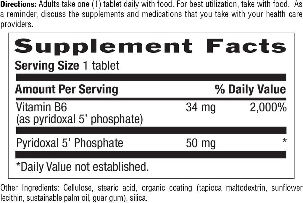 Country Life P-5-P Vitamina B6 – Piridoxal-5-Fosfato Bioactivo – 100 Cápsulas
