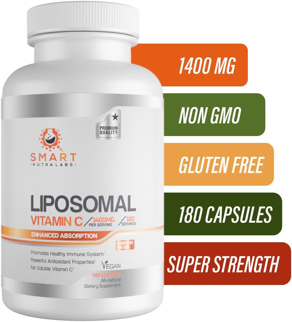 Liposomal Vitamin C 1400mg, 180 Cápsulas Veganas - Smart Nutra Labs