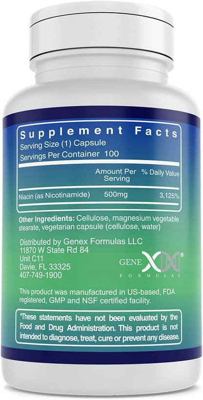 Genex Formulas - Nicotinamida 500mg - – Funcionamiento del sistema nervioso: Contribuye al funcionamiento normal – Image 2